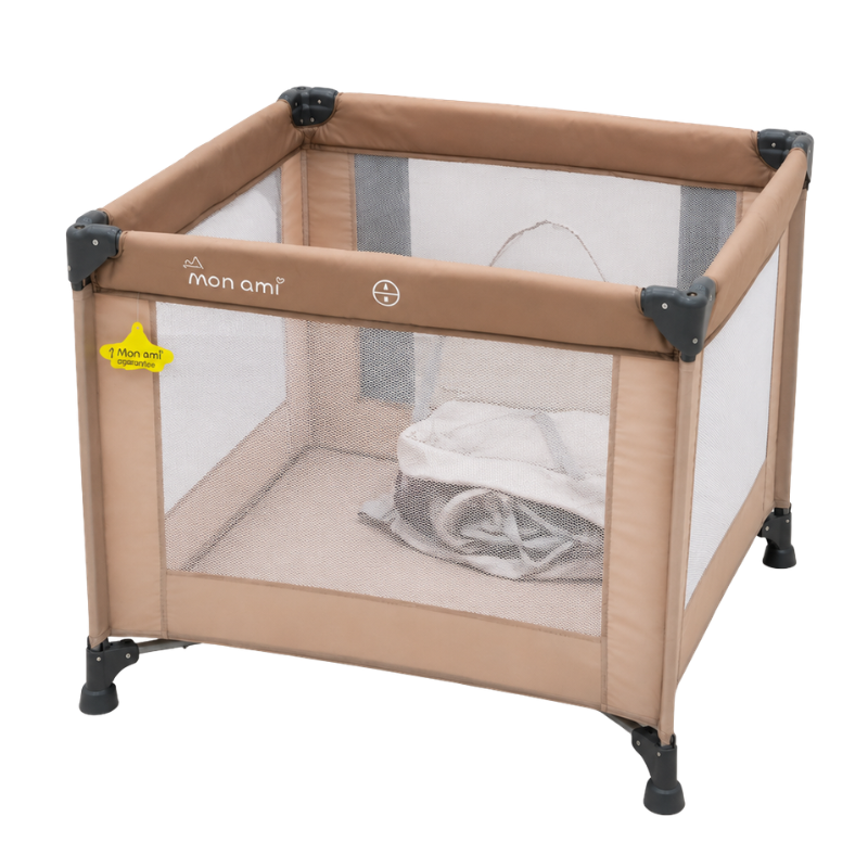 Monami Baby Playpen – Brown Foldable Travel Cot & Play Yard