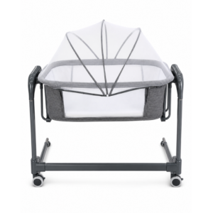 Portable Baby Bedside Sleeper Bassinet with Mosquito Net, Wheels & Adjustable Height – Grey