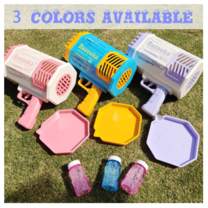 69-Hole Automatic Bubble Gun with LED Lights, Rechargeable Battery & Bubble Solution - Image 3