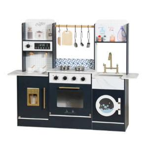 Luxury Wooden Kids Play Kitchen Set with Lights & Accessories | Pretend Play Kitchen
