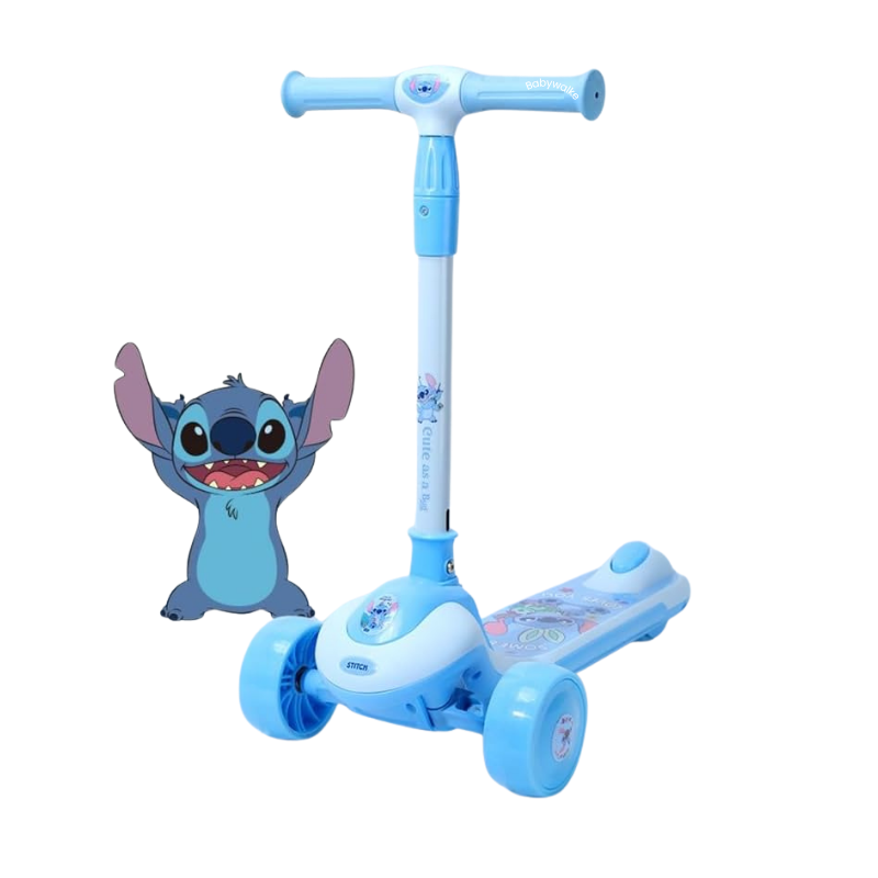 Disney Stitch Foldable Twist 3-Wheel Scooter with Height Adjustable Handlebar for Kids 3–8 Years