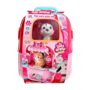 Kids Pet Home Pet Care Play Set Backpack with Plush Puppy & Accessories