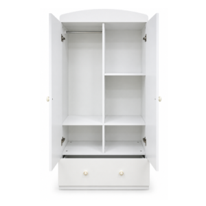 Kids White Wardrobe with Teddy Bear & Moon Design - Image 3