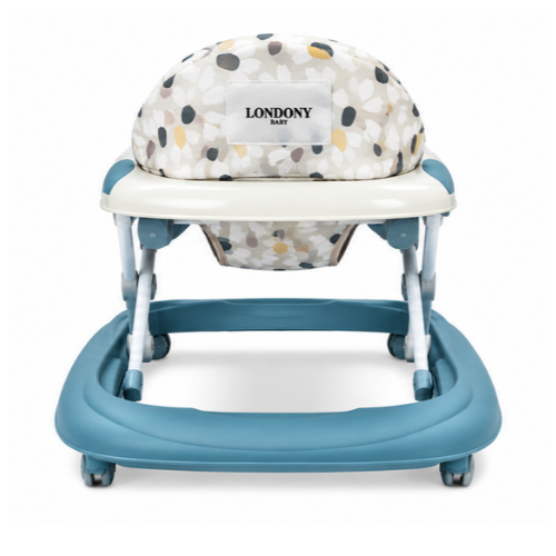 Londony Baby 3-in-1 Foldable Baby Walker with Interactive Toy Tray – Blue & Beige - Image 2