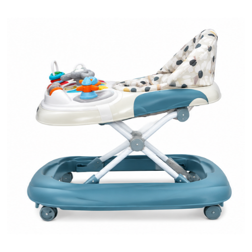 Londony Baby 3-in-1 Foldable Baby Walker with Interactive Toy Tray – Blue & Beige - Image 3