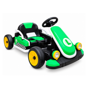 Kids Electric Go Kart – Green Racing Ride-On Car with Yellow Wheels