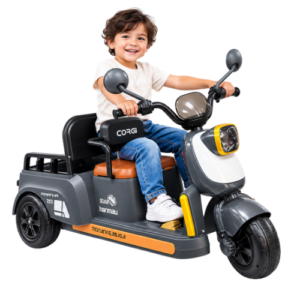 CORGI Kids Electric Ride-On Tricycle – 3-Wheel Battery Operated Motorcycle with Rear Cargo Seat - Image 3