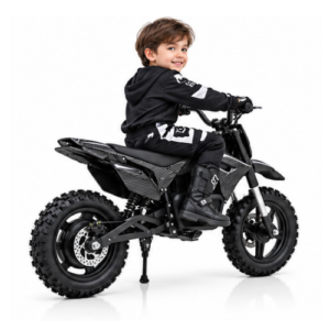 Kids Electric Dirt Bike – Black Carbon Fiber Style Off-Road Motorcycle - Image 3